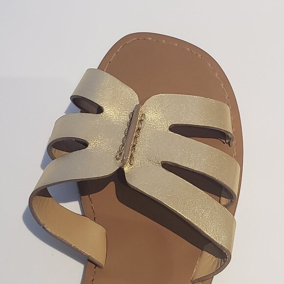 Banana Republic Slip On Slides Sandals Metallic Gold Sz 6 - Picture 5 of 6